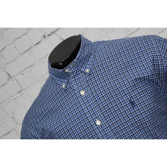 Polo Ralph Lauren Shirt Mens Size Large Classic Fit Dress Blue Plaids Cotton - Picture 3 of 6